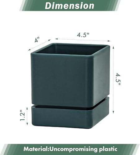 D'vine Dev 4-Pack Plastic Herb Planter Pots, 4 in, Green, 76-Y-C-1 - color: Green, size: 16 Inch x 4.5 Inch