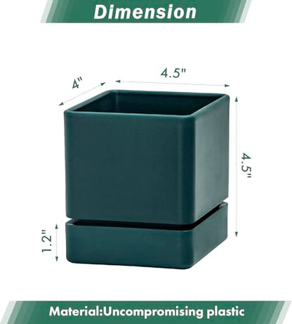 D'vine Dev 4-Pack Plastic Herb Planter Pots, 4 in, Green, 76-Y-C-1 - color: Green, size: 16 Inch x 4.5 Inch