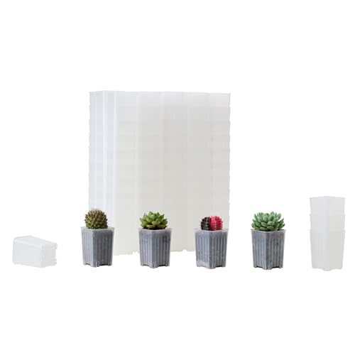 120 Pack 2.40 Inch Small Clear Plastic Square Nursery and Seedling Pot, Deep Transplant Seed Starter Planter with Drain Hole for Germination, Herb, Succulent - color: Clear