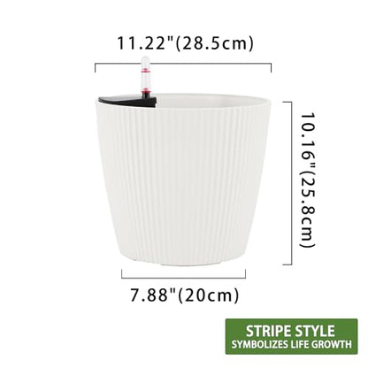 Dexceder 11x10 Self Watering Planters Indoor (2 Pack, White) - color: White, size: 11x10