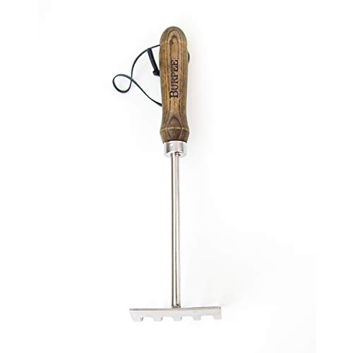 Burpee 11" Stainless Steel Tine Cultivator | Durable Long Lasting Garden Tool | Leather Wrist Strap Rake, 10 Year Warranty - color: Walnut, style: Cultivator