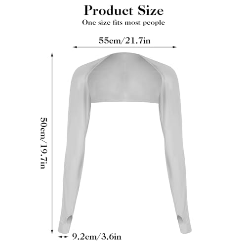 2 Pack Cooling Shawl Arm Sleeves Sun Sleeves for Women UV Protection Arm Sleeve with Finger Hole for Golfing - color: Grey