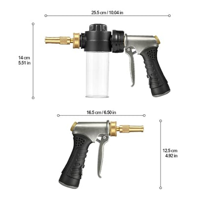 Garden Hose Nozzle with Soap Dispenser, Adjustable Metal Foam Gun - style: Foam Gun A
