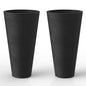 Kante Set of 2 Black Plastic Round Planters 23" Tall Home & Outdoor - color: Black, size: 23" H