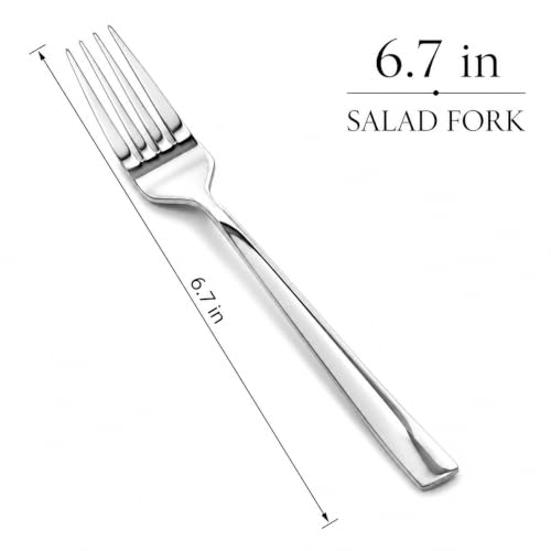 SANTUO 8-Piece Salad Fork Set, Stainless Steel Small Forks, Mirror Polished Dishwasher Safe Dessert Forks for Salad, Fruit, Cake, Snacks and Appetizers - size: 6.5 Inches Dinner Fork 8pcs