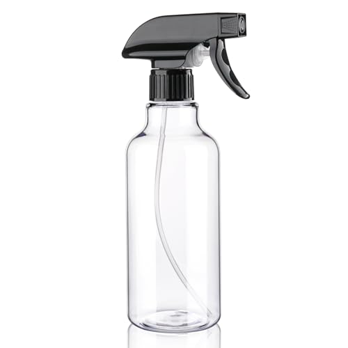 12oz/350ml Plastic Spray Bottles 1 Pack, Adjustable Mist/Stream - color: 16.9oz-BlackClear
