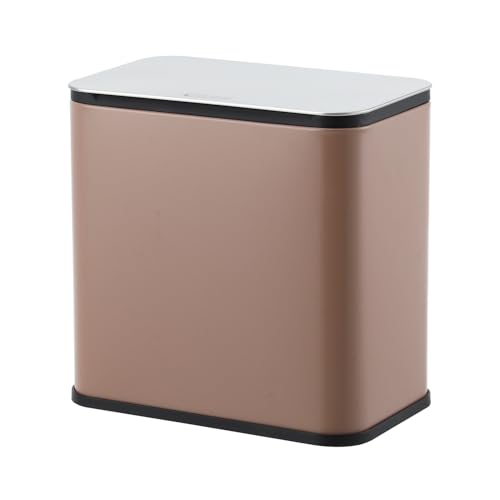 GarveeHome 1.3 gal/5L Countertop Compost Bin with Lid, Hanging Small Trash Can with Odor Control Charcoal Filter ＆ Bucket Under Sink for Kitchen, Hanging/Wall Mounted/Standing Food Waste Bin, Brown