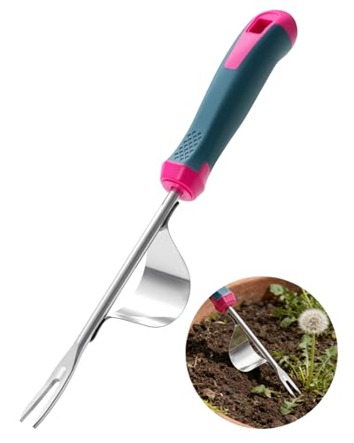2026 Upgraded Weed Puller Tool, Leverage Base & V-Shaped Forks, Hand Weeder