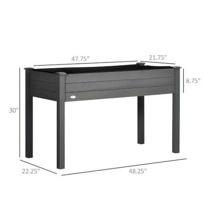 Outsunny Raised Garden Bed with Legs, Bed Liner 48" x 22" x 30", Dark Gray - color: Dark Gray, size: 48" x 22" x 30"