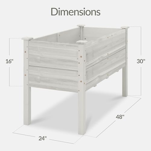 Best Choice Products 48" x 24" x 30" Raised Garden Bed with Extra Deep 16" Depth, Elevated Wood Planter Box Stand for Backyard, Patio, Balcony, Natural Fir Wood - White - color: White, size: 48" Extra Deep 16" Depth
