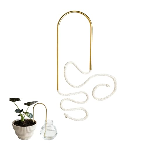 Plant Watering Spike for Indoor Potted Plants — Stainless Steel Auto-Watering Wick System | Waters 1-2 Weeks While You Travel | No Pump, No Electricity | Nordic Minimalist Design | Gold - color: Gold