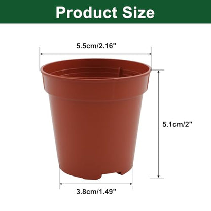 50 Pack 2 Inch Mini Plastic Plant Pots