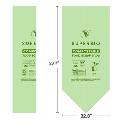 SUPERBIO 13 Gallon Compostable Kitchen Waste Bags, 50 Count, 1 Pack - color: 13 Gallon Flat Top, 50 Count