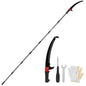 LEVELEVE Manual Pole Saw,4.6-9.8 ft Extendable Tree Pruner, Sturdy 6 Section Steel Pole,High Carbon Steel Double-Hook Blade,Branch Trimmer for Low & Medium Branches, Shrubs, Garden, Patio and Yard Use
