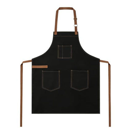 Unisex Heavy Duty Chef Apron w/Adjustable Strap & Large Pockets - color: Black 003