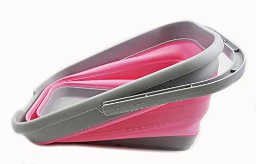 SAMMART 12L (3.17 Gallon) Collapsible Rectangular Handy Bucket (1, Grey/Pink) - color: Grey/Pink
