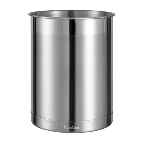 KSENDALO Utensil Holder Stainless Steel 6.3inch Deep, Silver - size: 5"W x 6.6"H