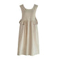 Nanxson Cotton Apron Women Split Plus Size Bib with Pockets - color: Beige