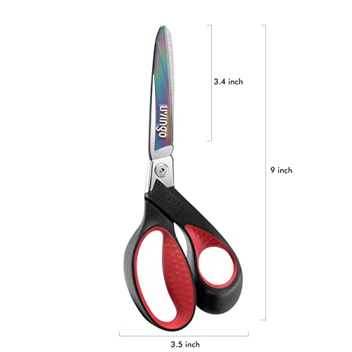 LIVINGO 9" Heavy Duty Titanium Coated Stainless Steel Scissors, (Red/Black) - color: Red