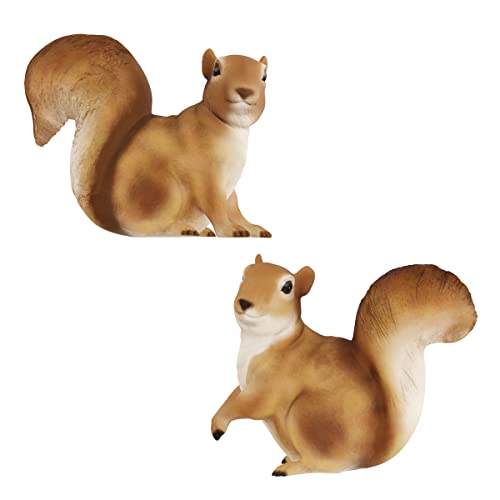 Squirrel Statues-Resin Animal Figurines for Outdoor Lawn and Garden Décor-for Flower Beds, Fairy Gardens, Backyards and More by Pure Garden (Set of 2) - style: Squirrel