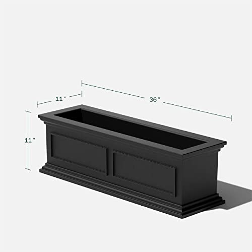 Veradek Brixton Series Window Box Planter - Rectangular Outdoor Planter - color: Black, size: 11"H x 11"W x 36"L - 2 Pack
