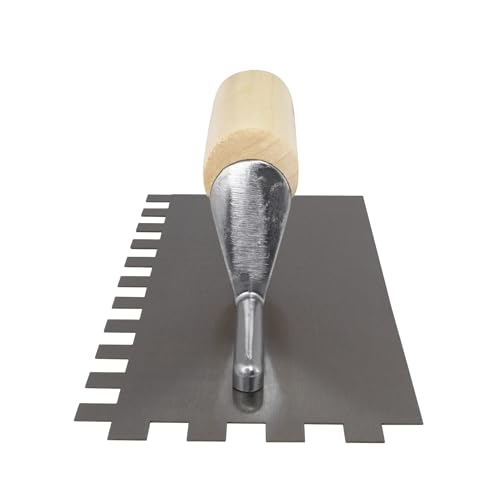 QEP 1/2" x 1/2" x 1/2" Square Notch Carbon Steel Trowel w/Wood Handle