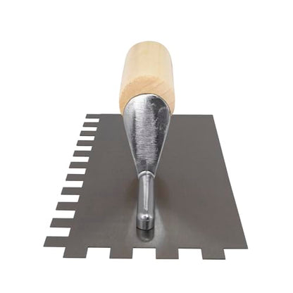 QEP 1/2" x 1/2" x 1/2" Square Notch Carbon Steel Trowel w/Wood Handle