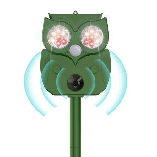Ultrasonic Animal Repellent - Deer, Squirrel, Cat Repeller Outdoor Sonic Fortress Pro Solar Waterproof Solar Powered Ultrasonic Device for Garden & Yard Professional Deer Repellent Devices(1 Pack)