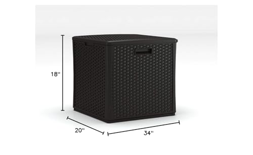 Suncast 30 Gallon Resin Outdoor Patio End Table Storage Box, Java, Made in the USA - color: Java