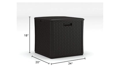 Suncast 30 Gallon Resin Outdoor Patio End Table Storage Box, Java, Made in the USA - color: Java