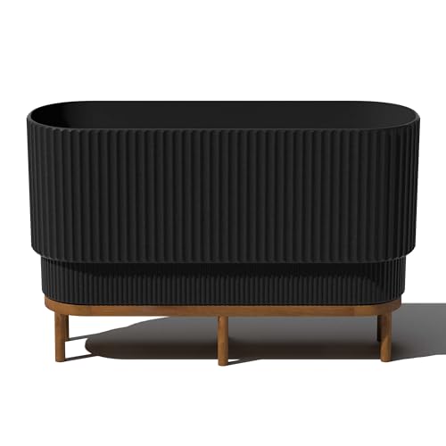 Veradek Demi Series Raised Long Planter - Wide Planter with Stand - color: Black/Brown, size: 30 inch
