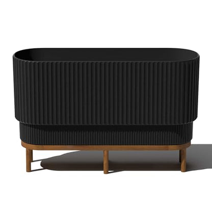 Veradek Demi Series Raised Long Planter - Wide Planter with Stand - color: Black/Brown, size: 30 inch