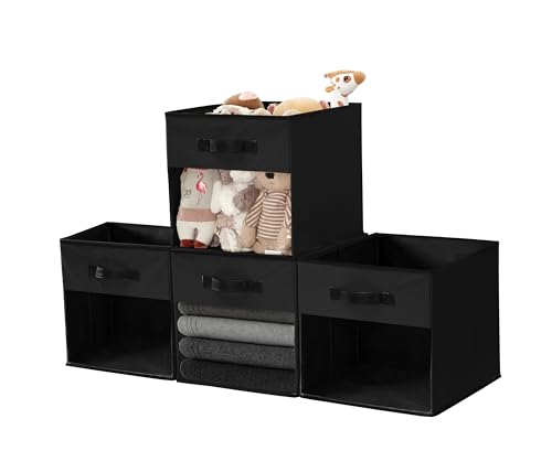 DECOMOMO Storage Bins, Cube Storage Bin with Window - color: Black, size: Kallax 13" x 15" / 4pcs