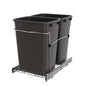 Rev-A-Shelf RV-18KD-13C-S Double Pullout Trash Can for Kitchen Cabinets 35 Quart Garbage Recycling Bin on Full Extension Slides, Gray - color: Dark Gray
