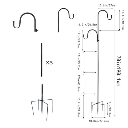 MIPON Adjustable 78/62/46/30 Inch Double Shepherds Hooks or Outdoor
