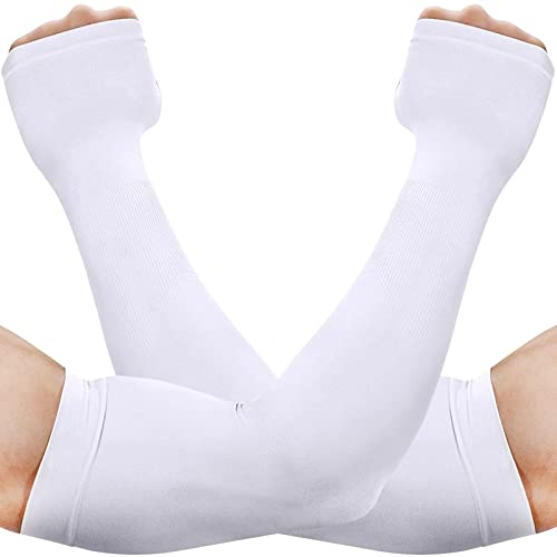 beister Arm Sleeves with Thumb Holes, UV Protection for Women & Men - color: 1 Pairs (White)