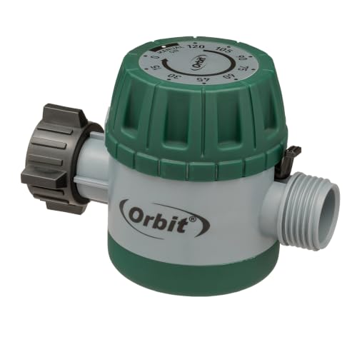 Orbit Mechanical Water Timer - Adjustable Irrigation Shutoff for Lawn & Garden Watering - Battery-Free Clockwork Hose Faucet Timer with Easy Grip Dial & Manual Bypass - 62034 - color: Colors May Vary