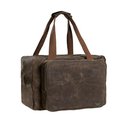 Kaaltisy 16oz Waxed Canvas Tool Bag – Robust Zipper Garden Tools Tote with 3 Compartments & Padded Handle (Grey) – Tool Organizer for Gardening Wire Cutters Goggles - color: Grey