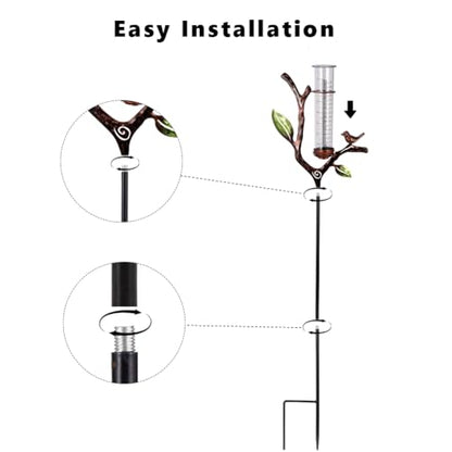 Rain Gauge Outdoor, Metal Rain Gauge with Stake