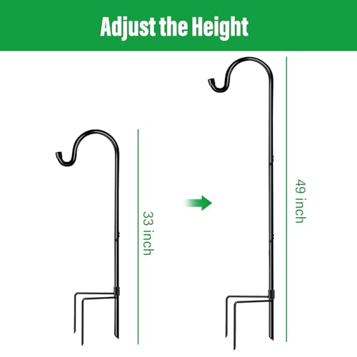 GOFORWILD 2 Pack Adjustable 49 Inch Shepherd Hooks for Bird Feeder Outdoor - size: 49 Inch