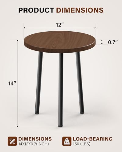 Plant Stand Indoor 2 Pack: Plant Table 14'' Wood & Metel Plant Stool - color: Walnut, size: 14"&14"