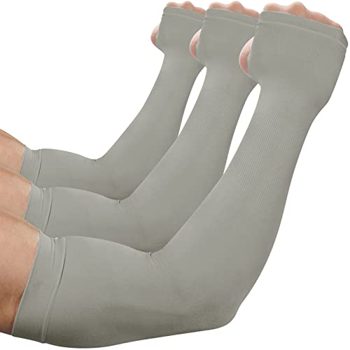 beister Arm Sleeves with Thumb Holes, UV Protection for Women & Men - color: 3 Pairs (Grey)