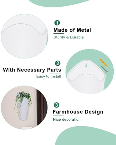 vensovo 2 Pack 12 Inch Galvanized Wall Planters for Flowers, White - color: White