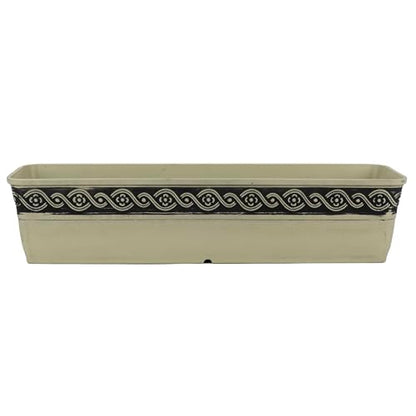 Classic Home and Garden Corinthian Resin Flower Pot Rectangle Planter, Concrete Grey, 18"