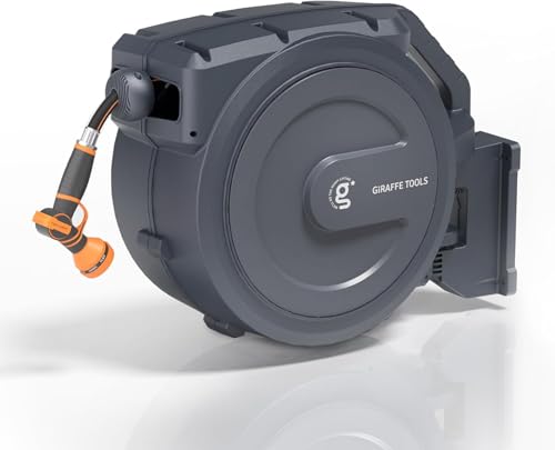Giraffe Tools Retractable Garden Hose Reel Auto Rewind Wall Mount 5/8" 62FT - size: 5/8''62ft