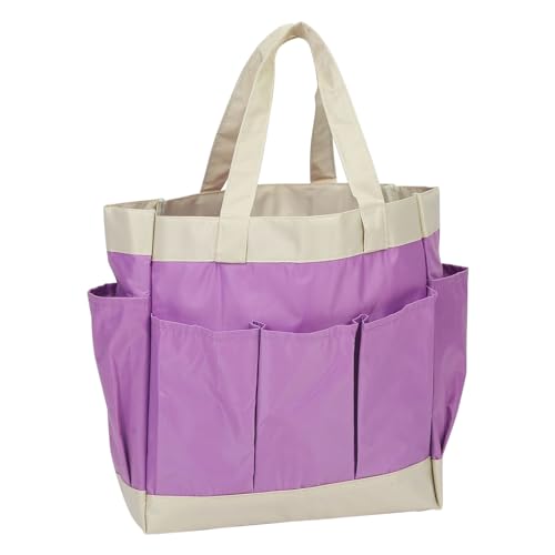 HARFINGTON Garden Tool Bag 11.2" x 5" x 11" Large Oxford Waterproof with Pockets Garden Tote Bag Gardening Plant Tool Organizer Storage Carrier Store for Outdoor Women Men, Purple - color: Purple