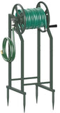 4-Spike Garden Hose Reel with 3.9ft Leader Hose & Stainless Fitting, Outdoor Hose Holder holds 125ft Hose of 5/8", Freestanding Metal Hose Stand for Outside Yard Lawn, Green - color: Green