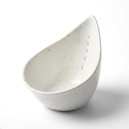 Herb Stripper Bowl,Ceramic Herb Stripper Tool with 5 Size Holes - color: Milk White