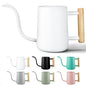 Metal Small Indoor Watering Can with Long Spout & Real Wood Handle, 35oz - color: White