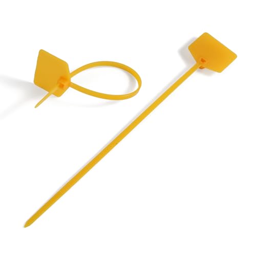 6 in Cable Tags Zip Tie Labels, Nylon Cable Ties with Marker, Plastic Water Proof Tags, Self-Locking Written-on Cord Label for Cabling, Wire Marking Label, Shipping Hanging Tags - Yellow/ 100pcs - color: Yellow, size: Medium